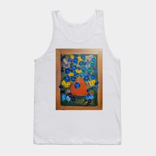 Some abstract mixed flowers in a metallic vase Tank Top